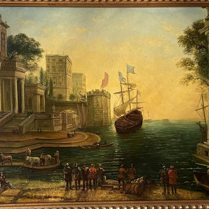 Fine Oil Painting Harbor Scene "Harbor Scene" Figurative French Artwork - HollandArtShop