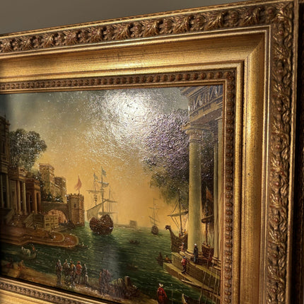 Fine Oil Painting Harbor Scene "Harbor Scene" Figurative French Artwork - HollandArtShop