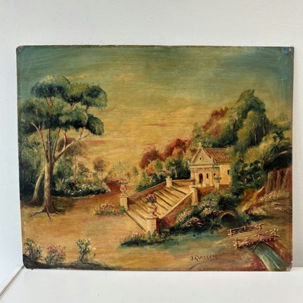 Fine Oil Painting Landscape "Garden Steps" Expressive Medium Artwork - Holland Art Shop