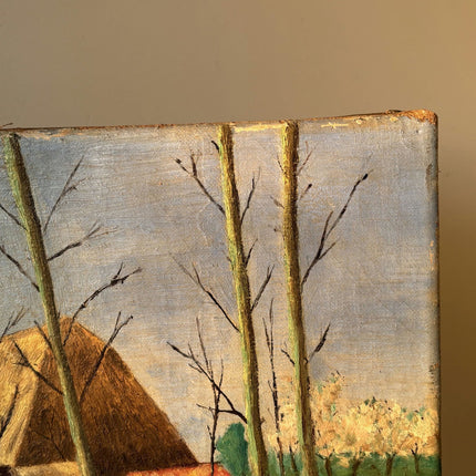 Fine Oil Painting Landscape "Thatched Cottage" Classic Small Artwork - HollandArtShop