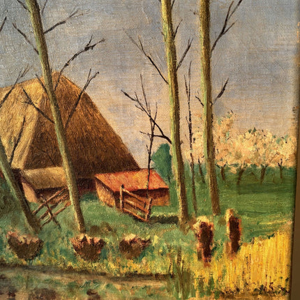 Fine Oil Painting Landscape "Thatched Cottage" Classic Small Artwork - HollandArtShop
