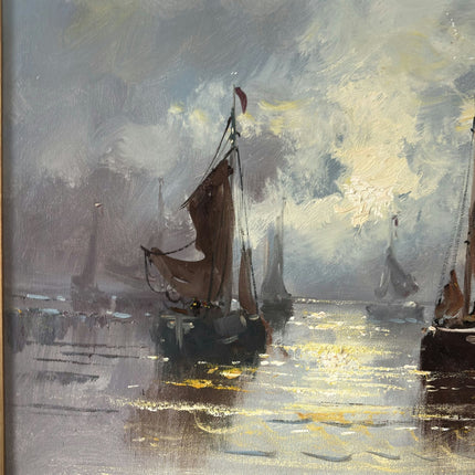 Fine Oil Painting Seascape "Sailing Boats" Wonderful Medium Art - HollandArtShop