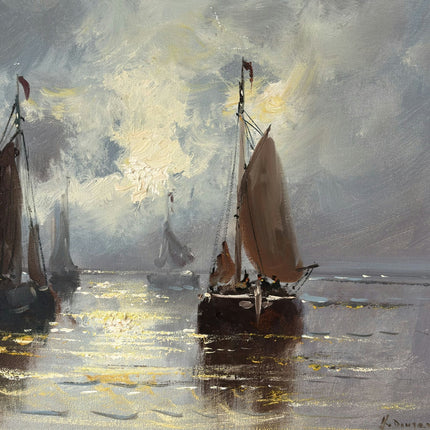 Fine Oil Painting Seascape "Sailing Boats" Wonderful Medium Art - HollandArtShop