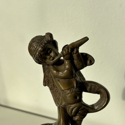 Fine Portrait Sculpture "Flute Player" Striking Small Artwork - HollandArtShop
