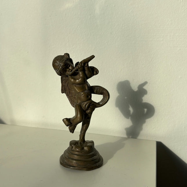 Fine Portrait Sculpture "Flute Player" Striking Small Artwork - HollandArtShop