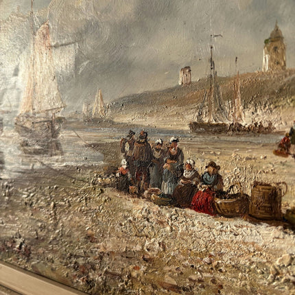 Fine Seascape Oil Painting "Fishing Boats" Traditional Medium Artwork - HollandArtShop