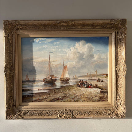 Fine Seascape Oil Painting "Fishing Boats" Traditional Medium Artwork - HollandArtShop