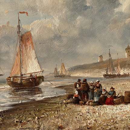 Fine Seascape Oil Painting "Fishing Boats" Traditional Medium Artwork - HollandArtShop