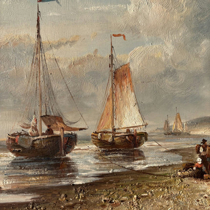 Fine Seascape Oil Painting "Fishing Boats" Traditional Medium Artwork - HollandArtShop