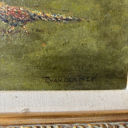 “Forest Stream with Pheansants” – Vintage Woodland Landscape – Framed Painting - HollandArtShop