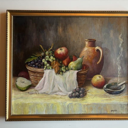 French Oil Painting Original Painted Still life Art Antique canvas ca. 1940 - HollandArtShop