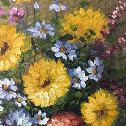 Handcrafted Floral Still Life Oil Painting "Colorful Bouquet" Small Art - HollandArtShop