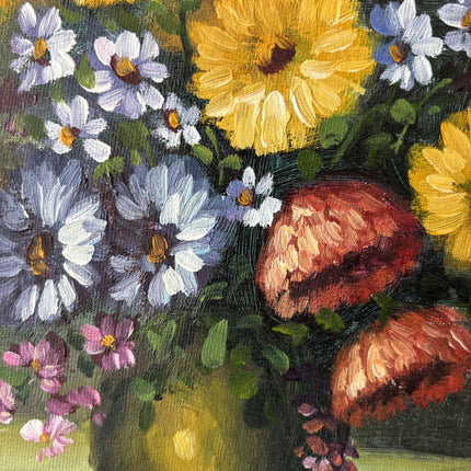 Handcrafted Floral Still Life Oil Painting "Colorful Bouquet" Small Art - HollandArtShop