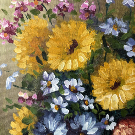 Handcrafted Floral Still Life Oil Painting "Colorful Bouquet" Small Art - HollandArtShop