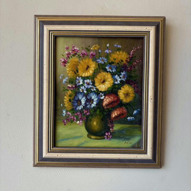 Handcrafted Floral Still Life Oil Painting "Colorful Bouquet" Small Art - HollandArtShop