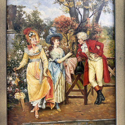 Handcrafted Oil Painting Figurative "Charming Encounter" Medium Artwork - HollandArtShop