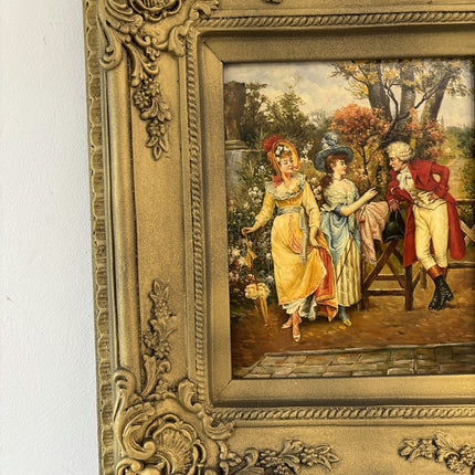 Handcrafted Oil Painting Figurative "Charming Encounter" Medium Artwork - HollandArtShop