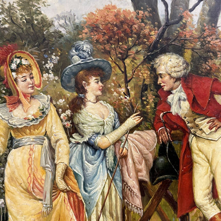 Handcrafted Oil Painting Figurative "Charming Encounter" Medium Artwork - HollandArtShop
