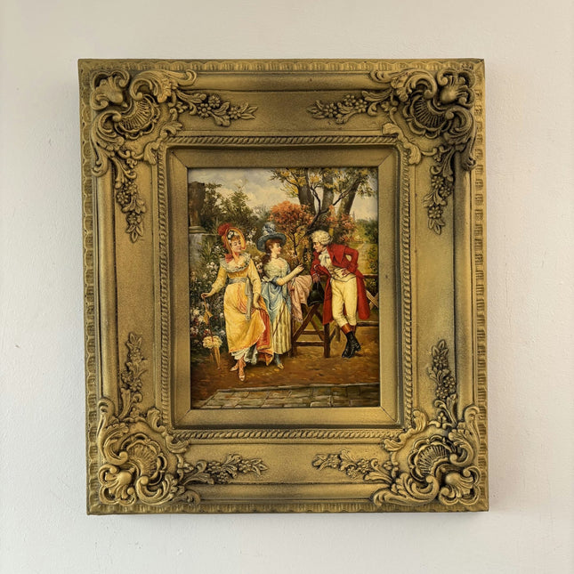 Handcrafted Oil Painting Figurative "Charming Encounter" Medium Artwork - HollandArtShop