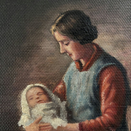 Handcrafted Oil Painting Interior "Mother And Child" Refined Medium Artwork - HollandArtShop