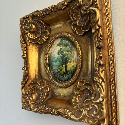 Handcrafted Oil Painting Landscape "Framed Landscape" Intriguing Small Art - Holland Art Shop