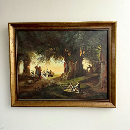 Handcrafted Oil Painting Scenery "Gathering Under Trees" Classic Medium Artwork - HollandArtShop