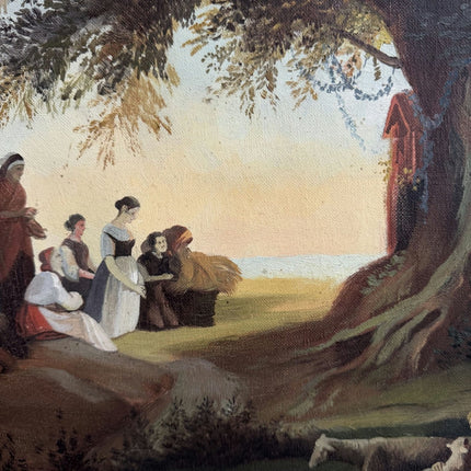Handcrafted Oil Painting Scenery "Gathering Under Trees" Classic Medium Artwork - HollandArtShop