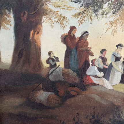 Handcrafted Oil Painting Scenery "Gathering Under Trees" Classic Medium Artwork - HollandArtShop