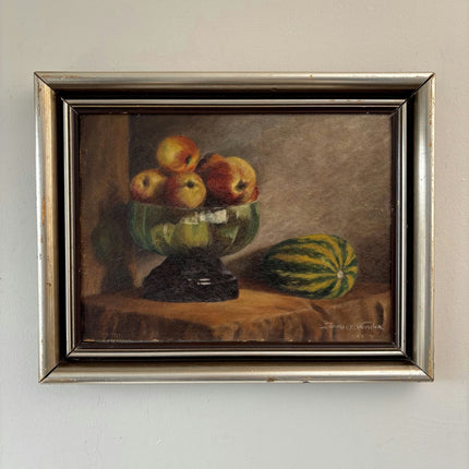 Handcrafted Oil Painting Still Life "Fruit Bowl" Expressive Medium Art - HollandArtShop