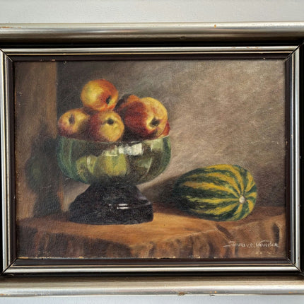 Handcrafted Oil Painting Still Life "Fruit Bowl" Expressive Medium Art - HollandArtShop