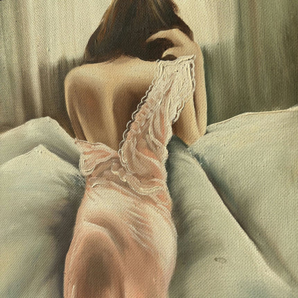 Handcrafted Portrait Oil Painting "Gentle Reflection" Wonderful French Art - HollandArtShop