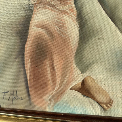 Handcrafted Portrait Oil Painting "Gentle Reflection" Wonderful French Art - HollandArtShop