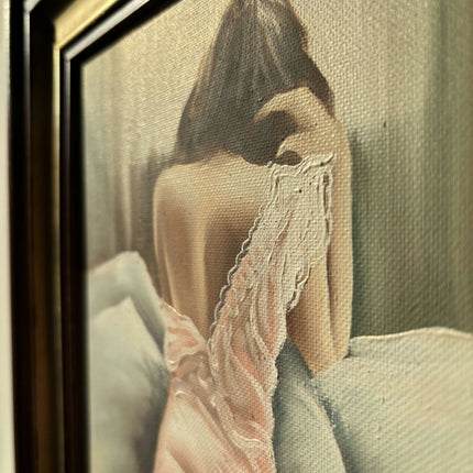 Handcrafted Portrait Oil Painting "Gentle Reflection" Wonderful French Art - HollandArtShop