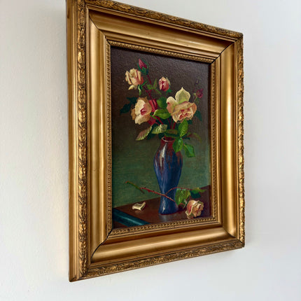 Expressive Floral Still Life Oil Painting "Blue Vase" Original Artwork Holland Art Shop
