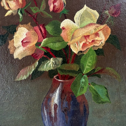 Expressive Floral Still Life Oil Painting "Blue Vase" Original Artwork Holland Art Shop