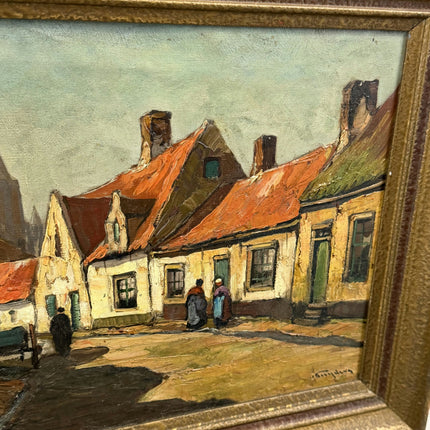 Refined Cityscape Oil Painting "Tiled Roofs" Handcrafted Artwork Holland Art Shop