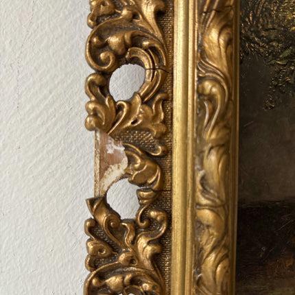 Incredible Antique Hand - Painted Oil Painting of People Dancing With Fine Detail - HollandArtShop
