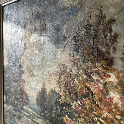 Intriguing Landscape Oil Painting "Autumn Pathway" Antique Medium Artwork - HollandArtShop
