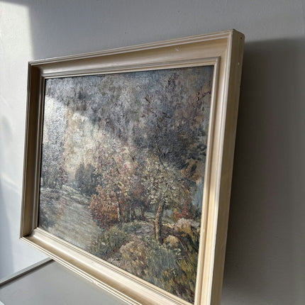 Intriguing Landscape Oil Painting "Autumn Pathway" Antique Medium Artwork - HollandArtShop