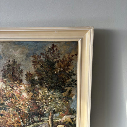Intriguing Landscape Oil Painting "Autumn Pathway" Antique Medium Artwork - HollandArtShop