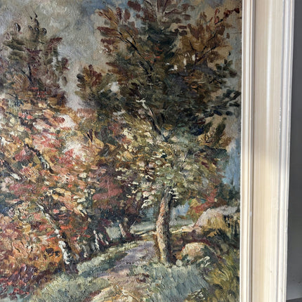 Intriguing Landscape Oil Painting "Autumn Pathway" Antique Medium Artwork - HollandArtShop