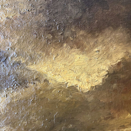 Intriguing Landscape Oil Painting "Golden Sunset Tree" Vintage Netherlands Art - HollandArtShop