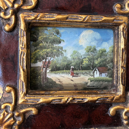 Intriguing Landscape Oil Painting "Walking Woman" Marvelous Small Artwork - HollandArtShop