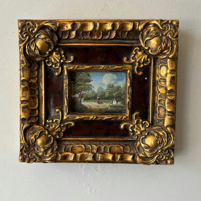 Intriguing Landscape Oil Painting "Walking Woman" Marvelous Small Artwork - HollandArtShop