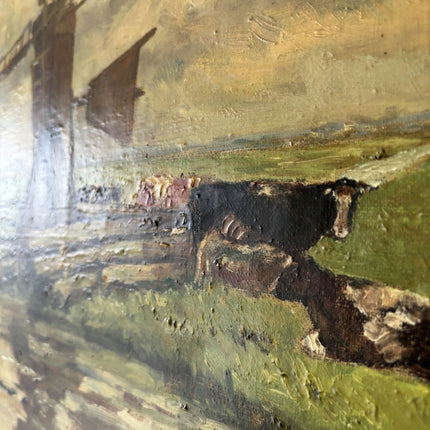 Intriguing Landscape Oil Painting "Windmill Reflection" Marvelous Medium Art - HollandArtShop