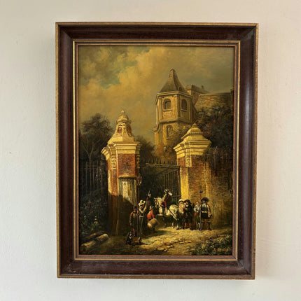 Intriguing Oil Painting Figurative "Garden Gate" Traditional Medium Art - HollandArtShop