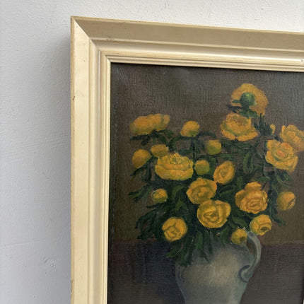 Intriguing Oil Painting Flowery Still Life "Yellow Roses Bouquet" Medium Artwork - HollandArtShop