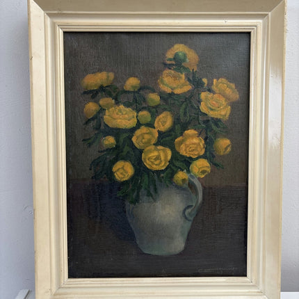 Intriguing Oil Painting Flowery Still Life "Yellow Roses Bouquet" Medium Artwork - HollandArtShop