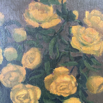 Intriguing Oil Painting Flowery Still Life "Yellow Roses Bouquet" Medium Artwork - HollandArtShop