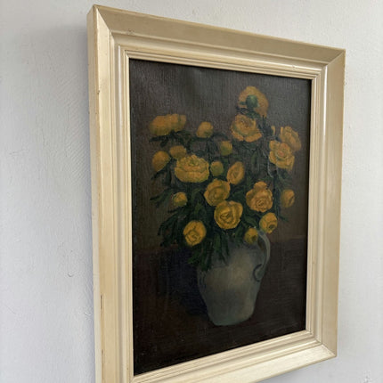Intriguing Oil Painting Flowery Still Life "Yellow Roses Bouquet" Medium Artwork - HollandArtShop